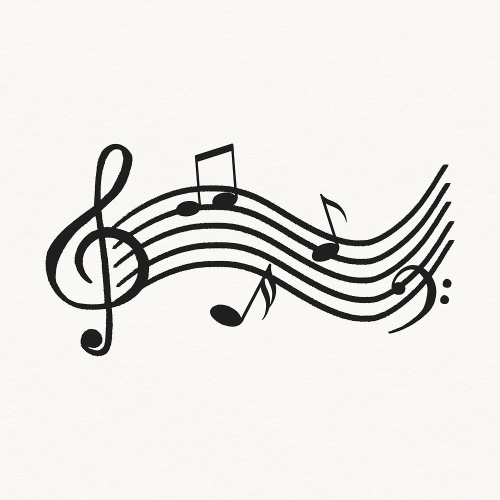 Musical notes clipart, treble clef doodle psd