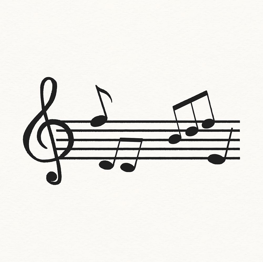 Musical notes clipart, treble clef doodle vector