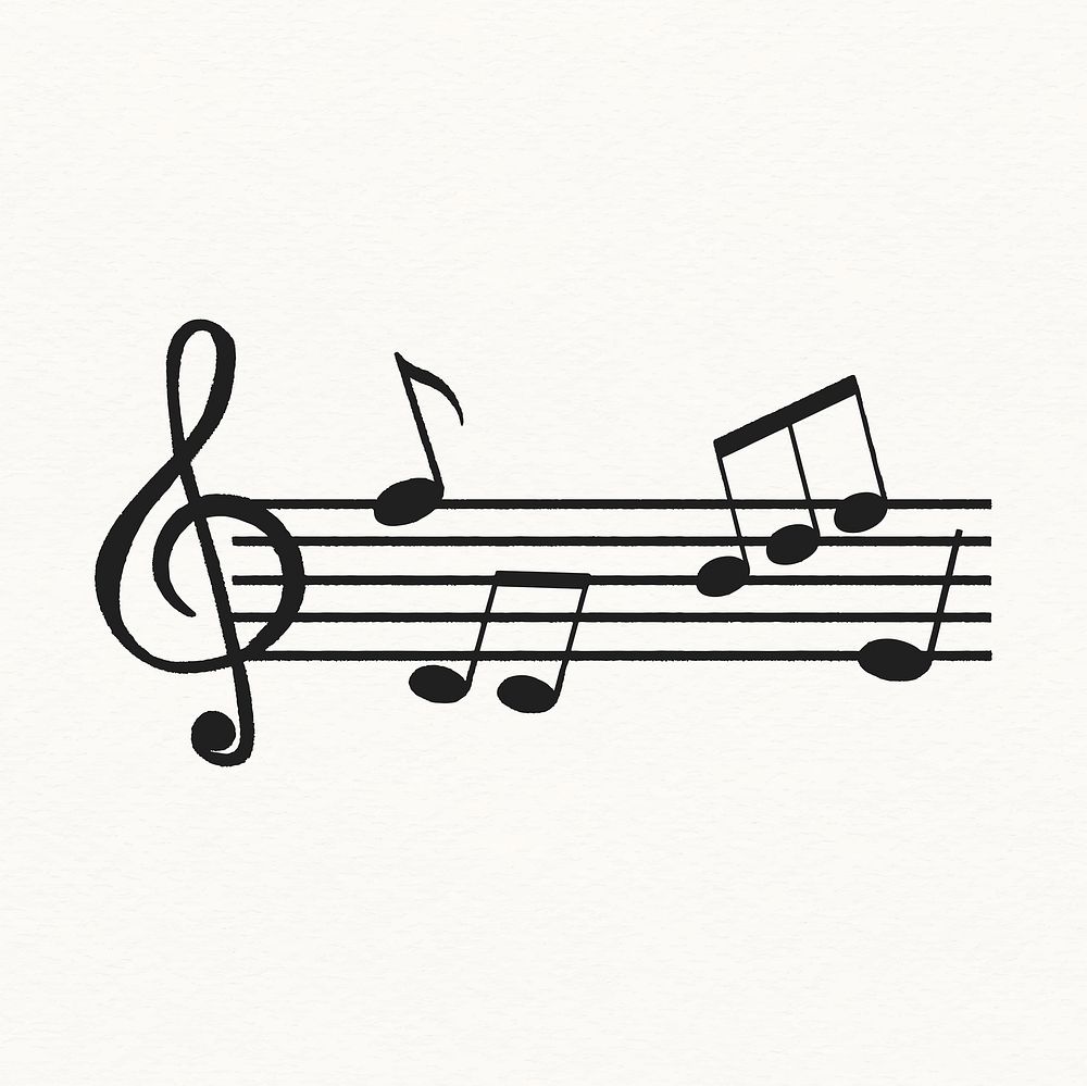 Musical notes clipart, treble clef doodle