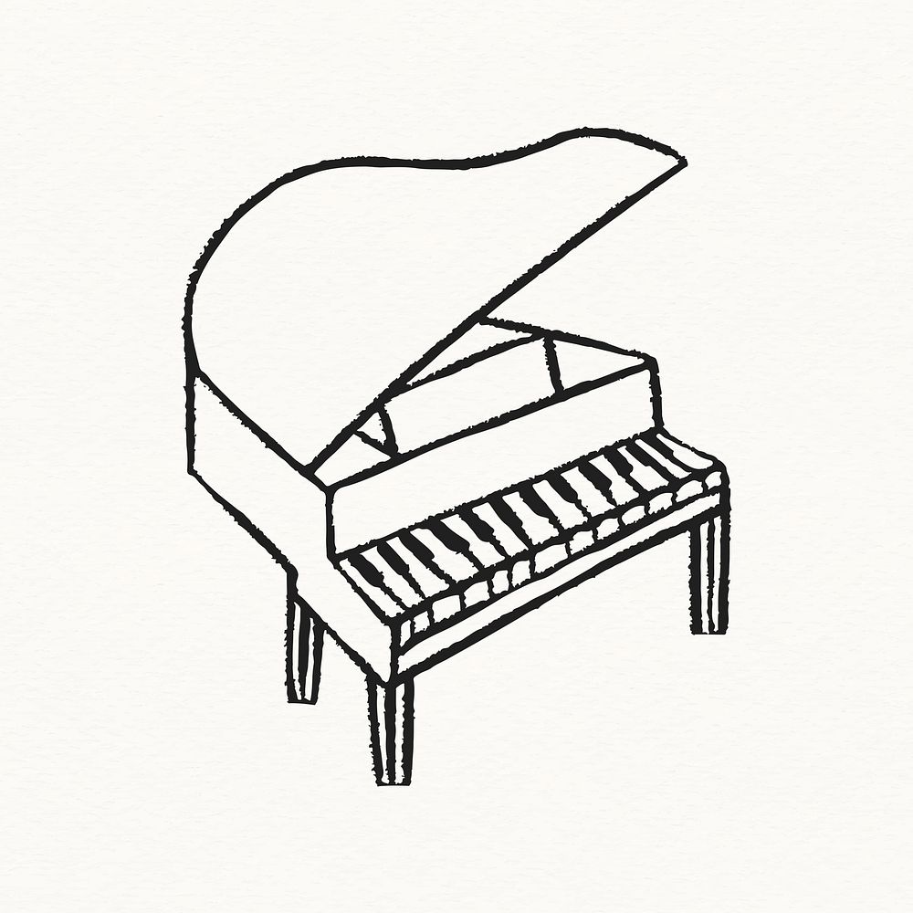 Grand piano sticker, music doodle vector