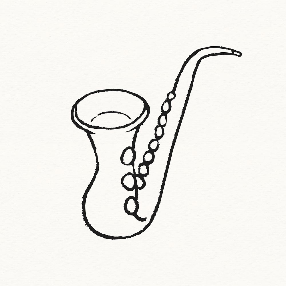 Saxophone doodle clipart, jazz musical instrument