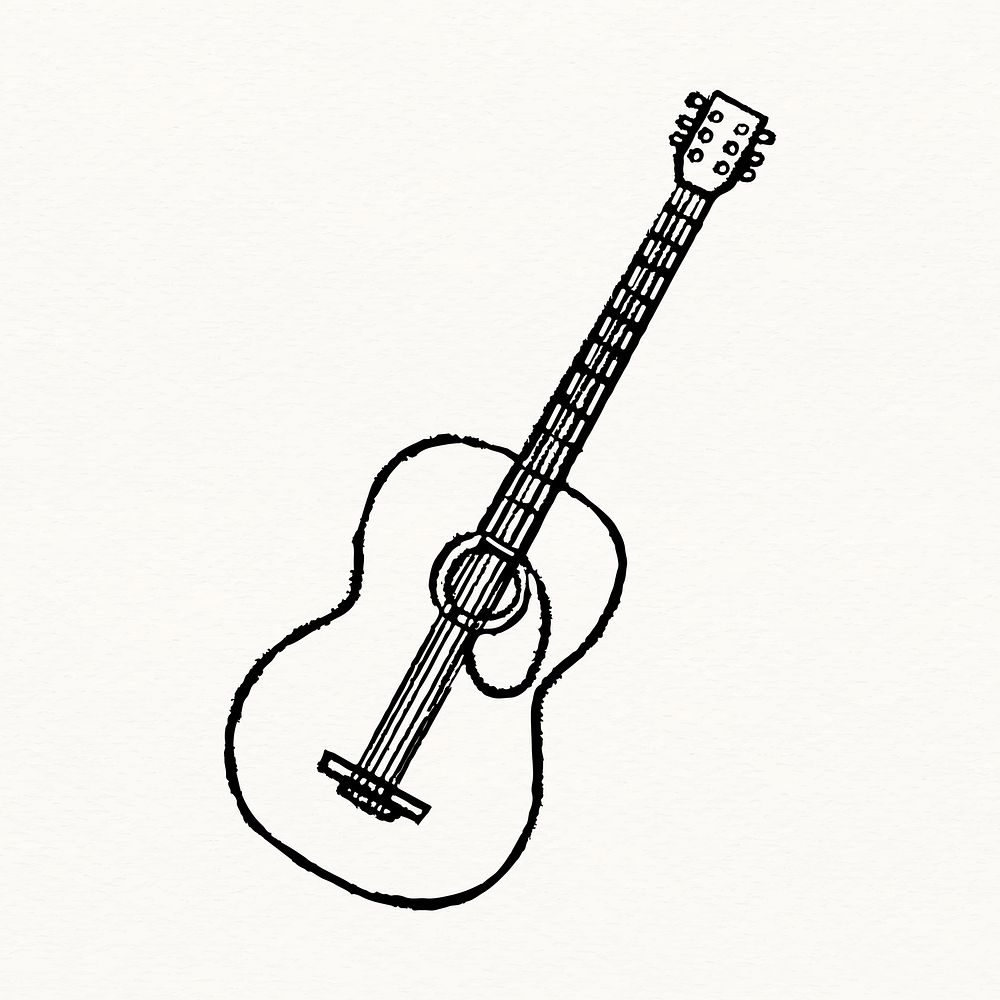 Electric guitar sticker, string musical instrument doodle vector