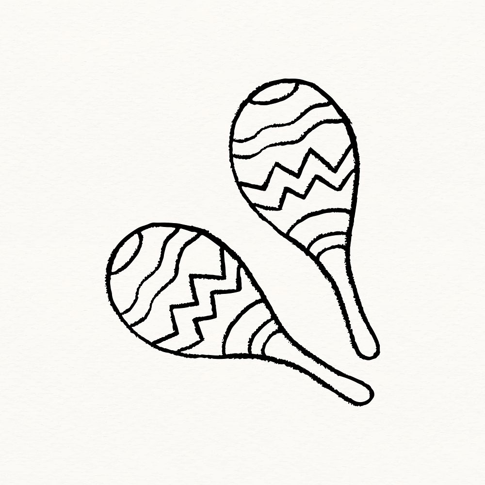 Maracas doodle sticker, latin musical instrument psd