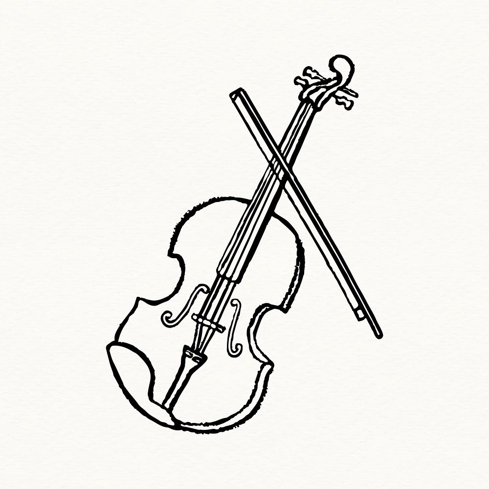 Violin sticker, musical instrument doodle