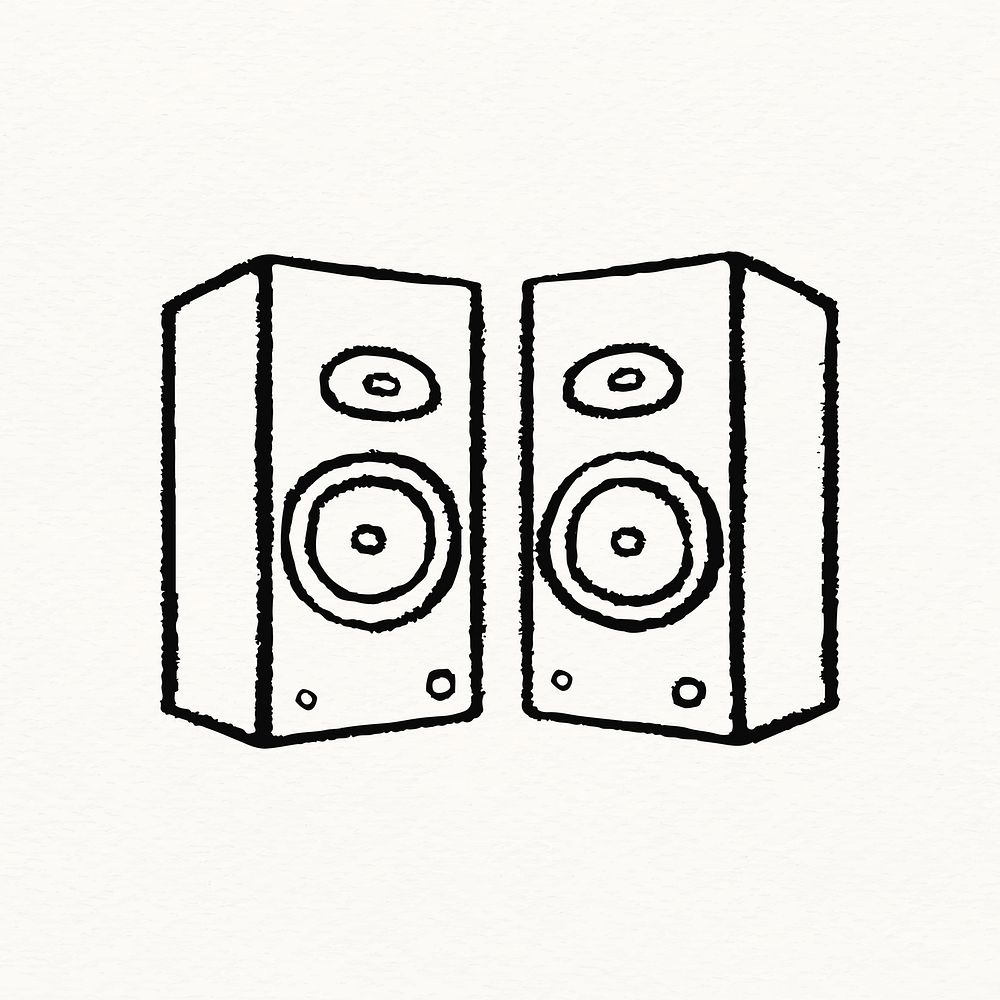 Speaker clipart, music object doodle