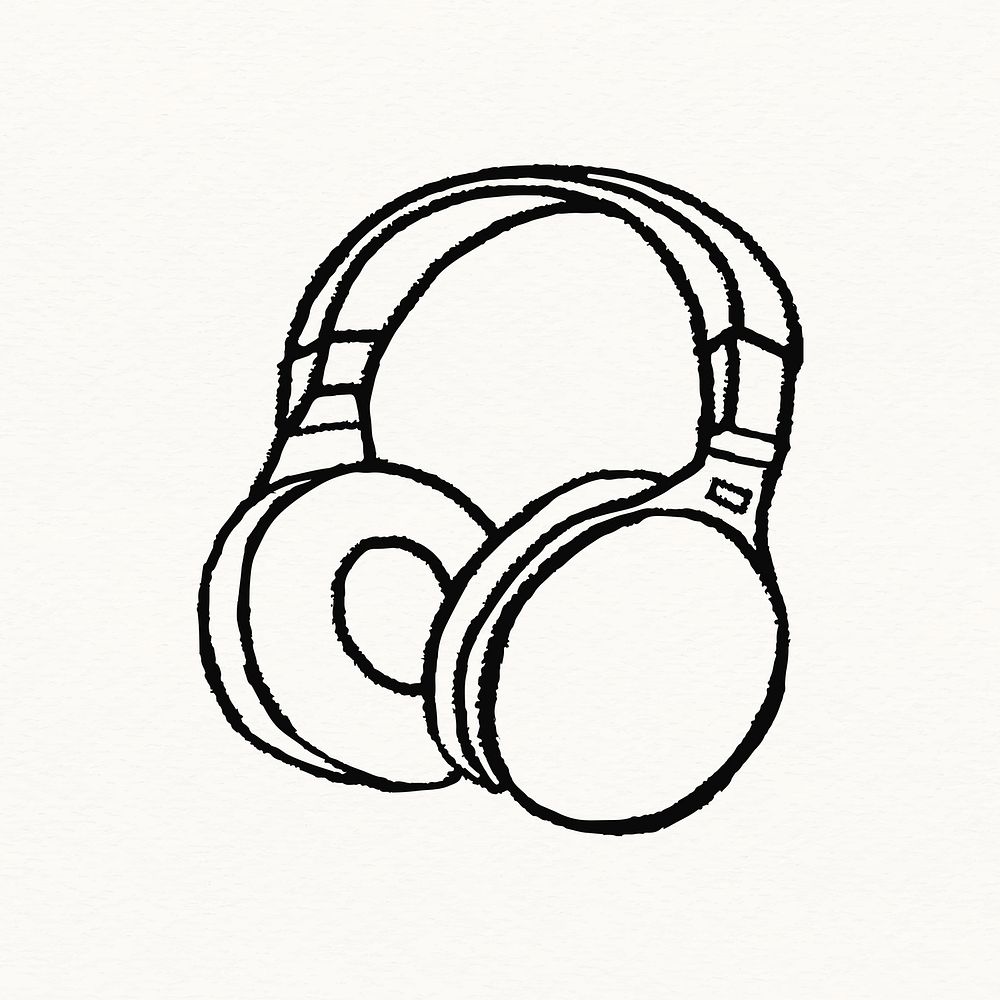 Headphone doodle sticker, music gadget psd