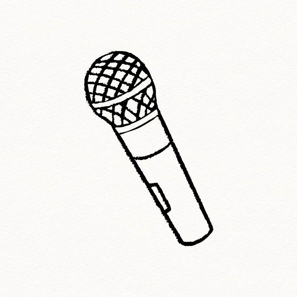 Microphone doodle sticker, standup comedy symbol vector