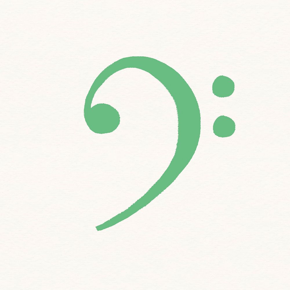 F clef clipart, music symbol in green