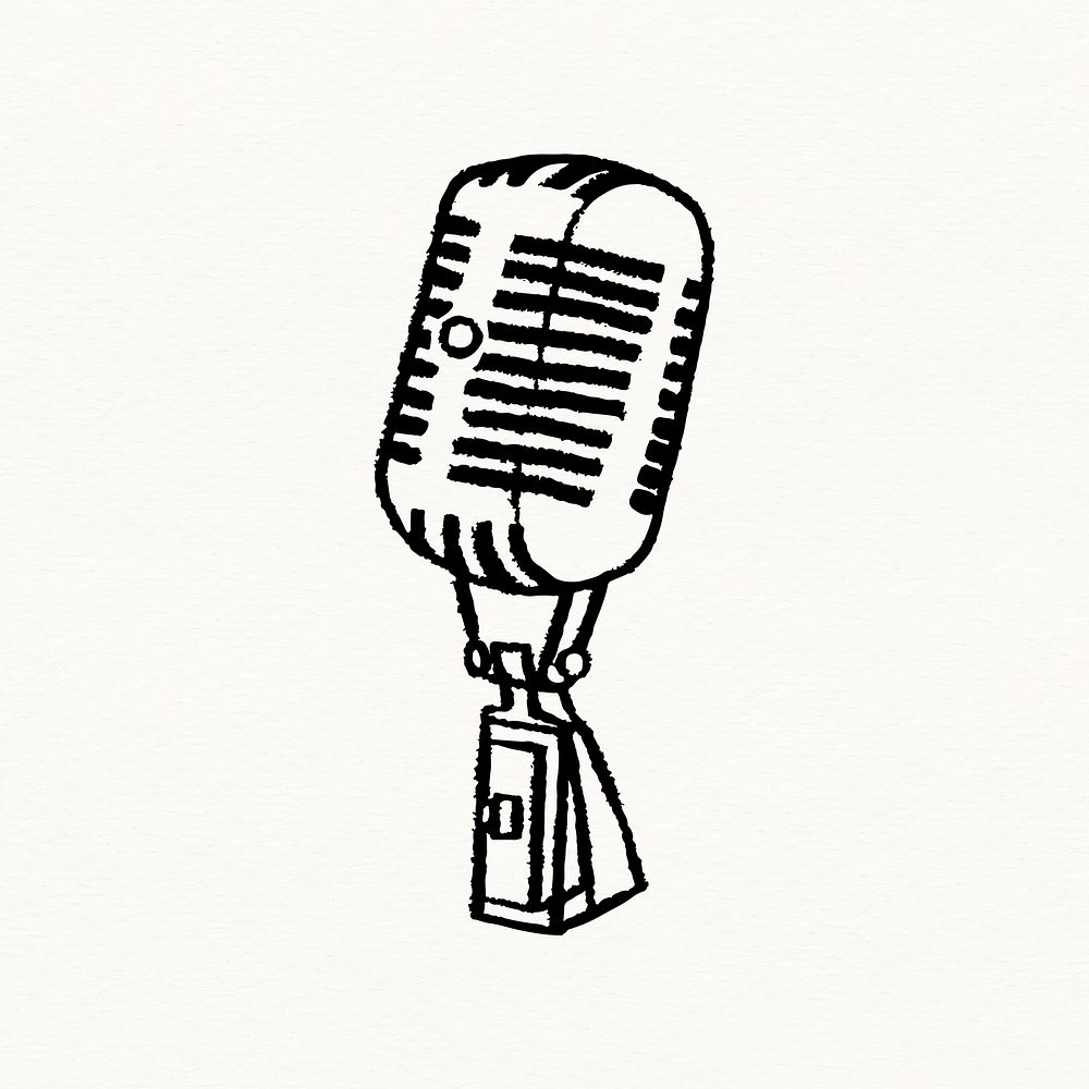 Microphone doodle sticker, standup comedy symbol psd