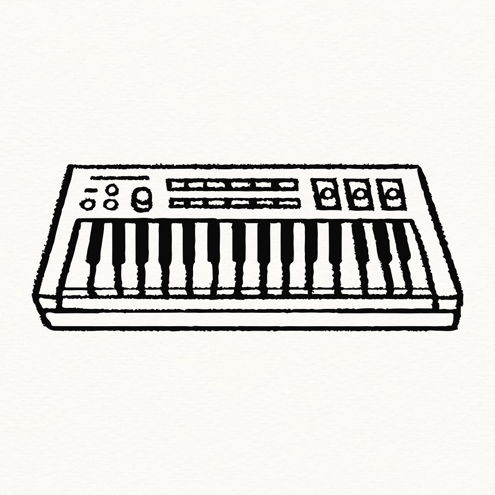 MIDI keyboard sticker, musical instrument psd