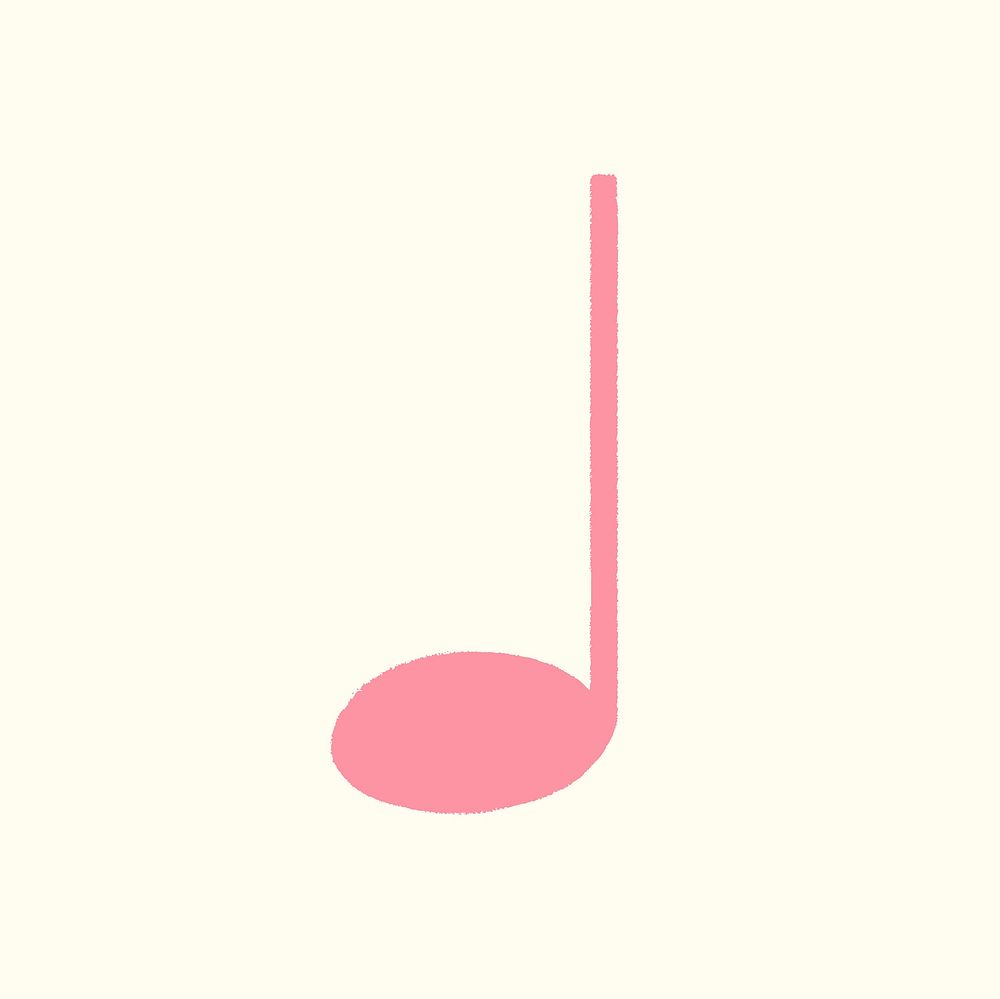 Quarter note clipart, musical symbol, pink doodle design