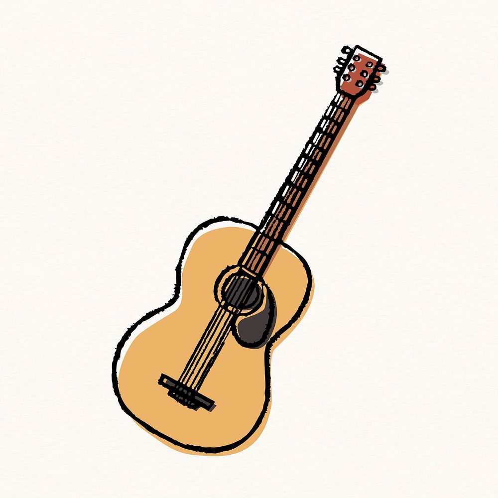 Electric guitar sticker, string musical instrument doodle vector