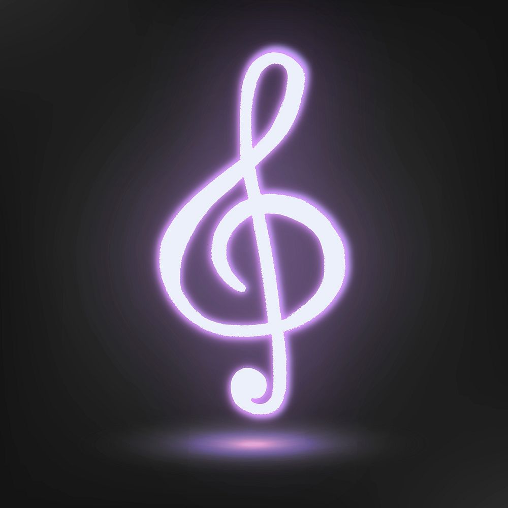 Treble clef sticker, neon music | PSD - rawpixel