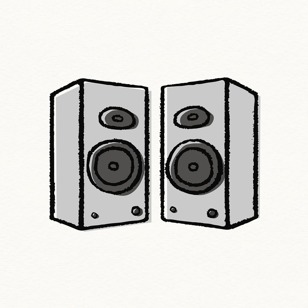 Speaker sticker, music object doodle psd