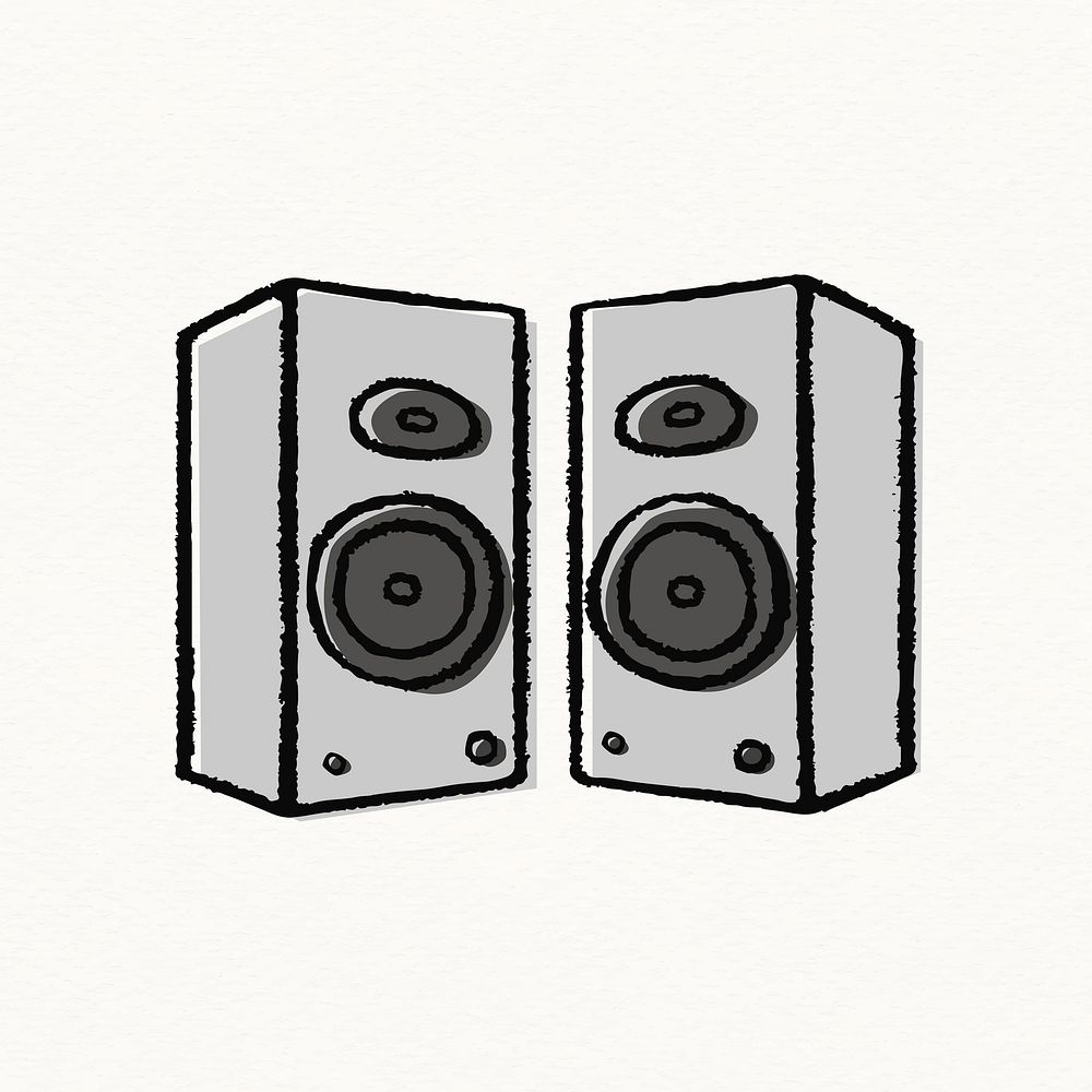 Speaker sticker, music object doodle vector