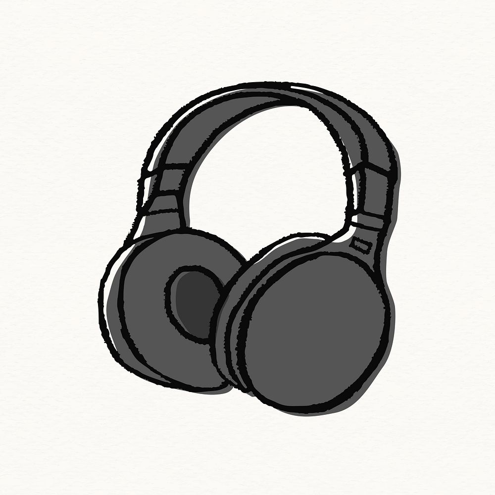Headphone doodle clipart, music gadget