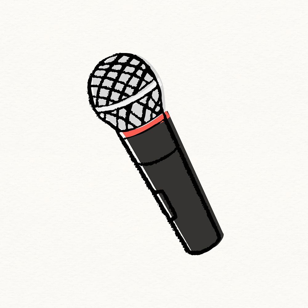 Microphone doodle clipart, standup comedy symbol
