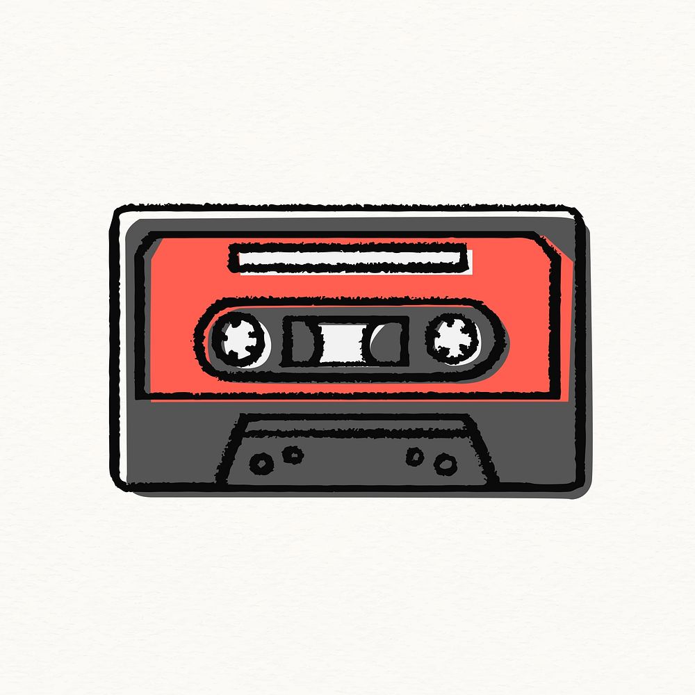 Cassette doodle sticker, retro music | PSD Illustration - rawpixel