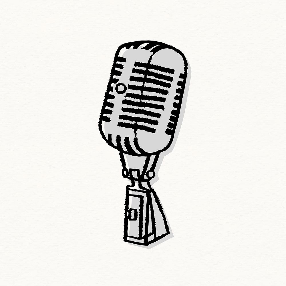 Microphone doodle clipart, standup comedy symbol
