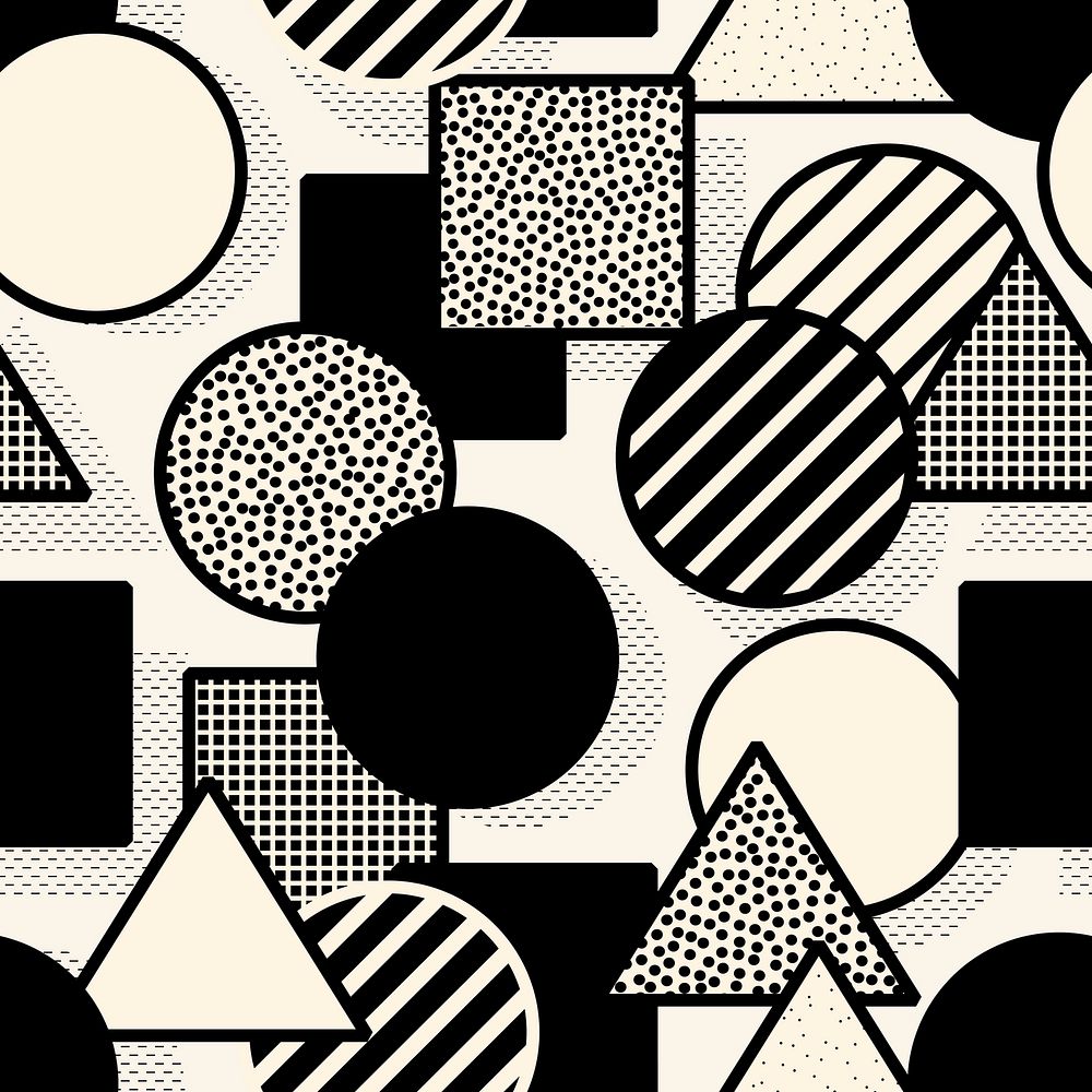 Aesthetic Memphis seamless pattern background, black design vector
