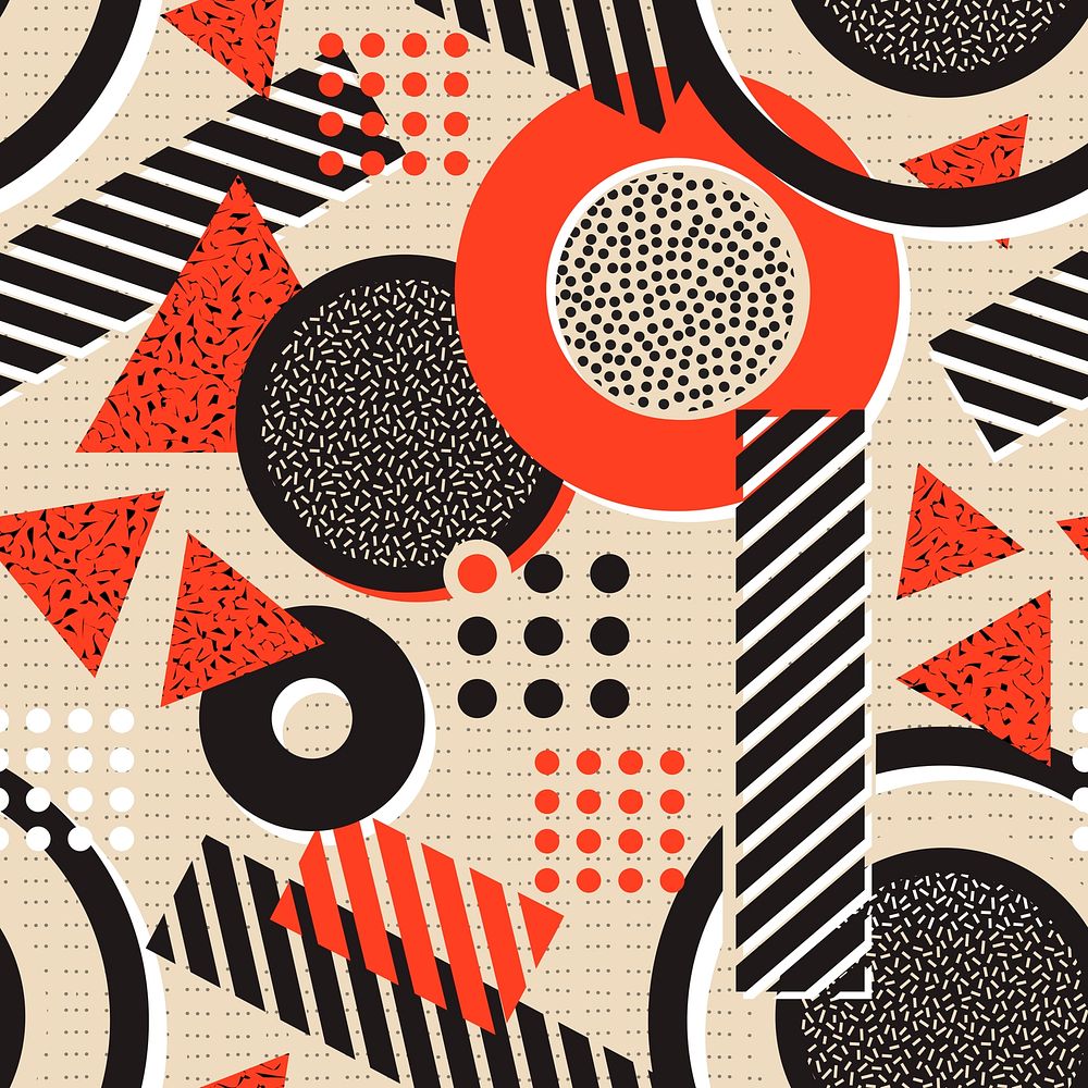 Colorful Memphis seamless pattern, doodle design psd