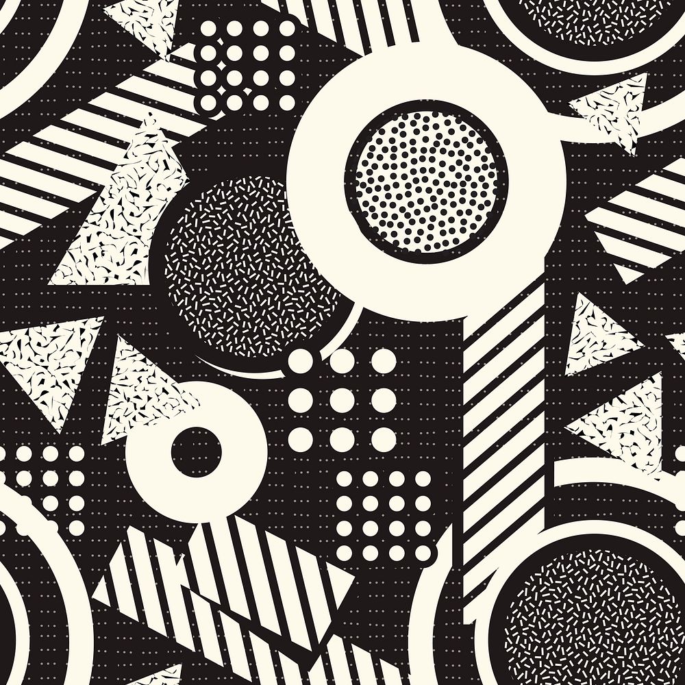 Memphis seamless pattern background, minimal black design