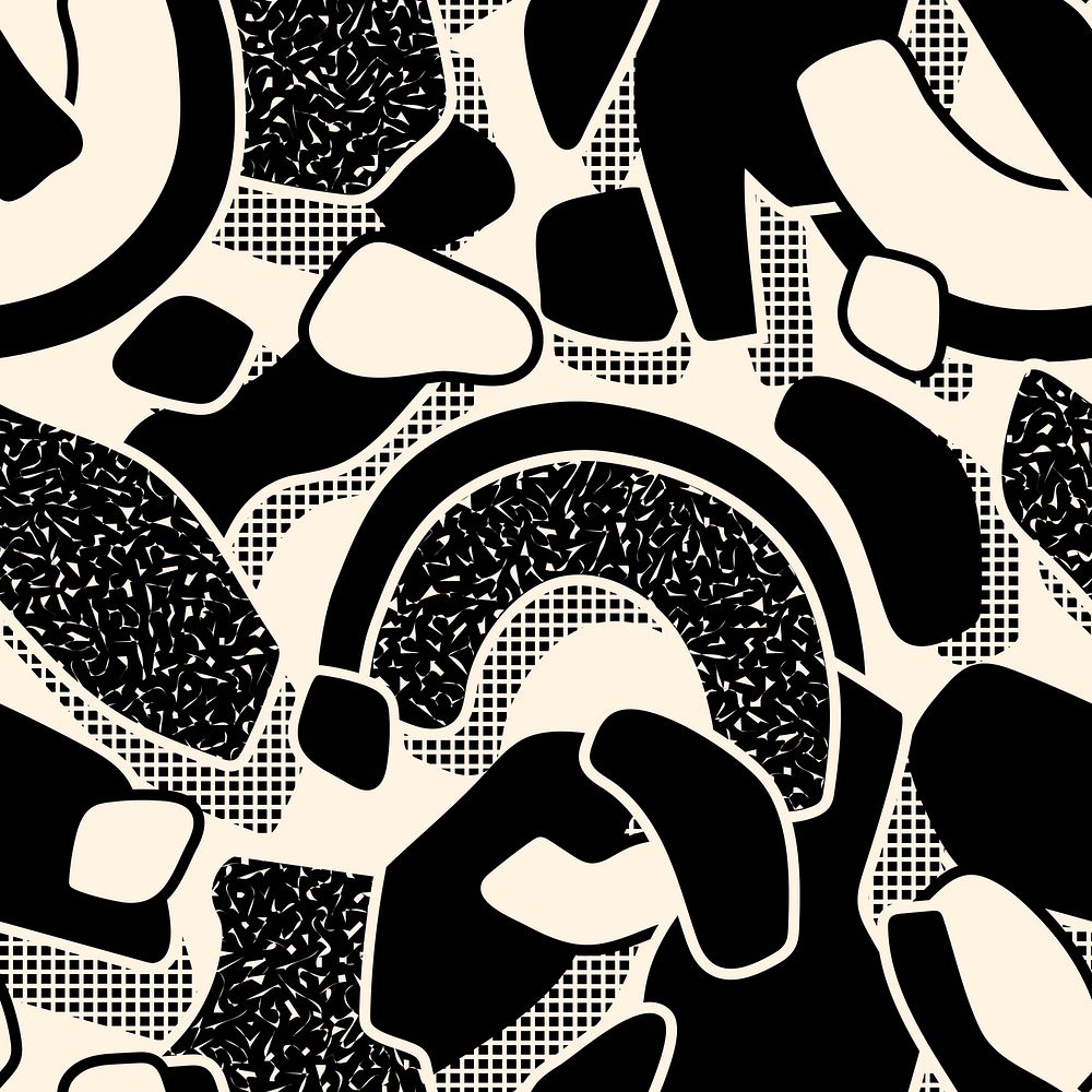 Aesthetic Memphis seamless pattern background, black design vector