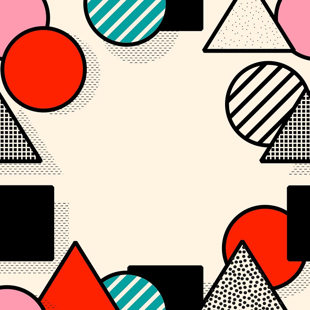 Colorful Memphis pattern frame, minimal design on subtle background for social media post psd