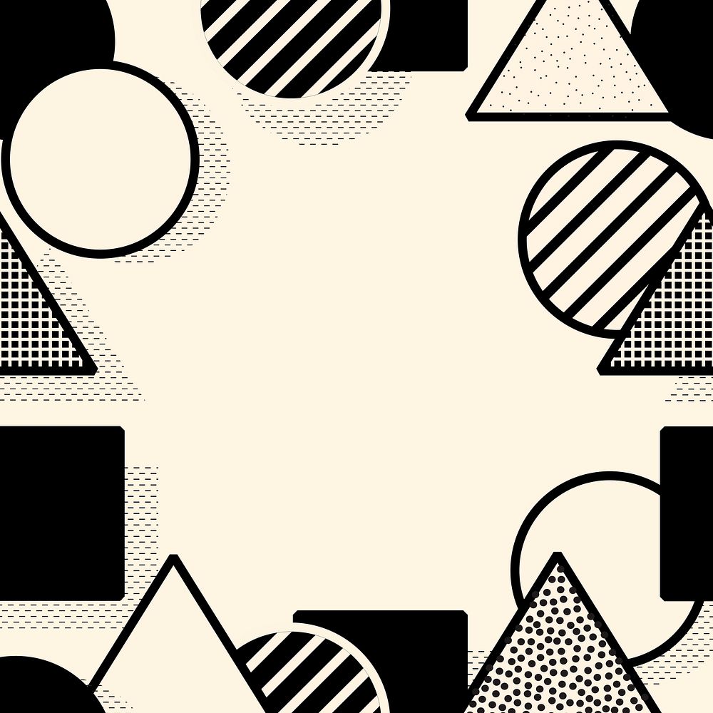 Black Memphis pattern frame, minimal design on subtle background for social media post