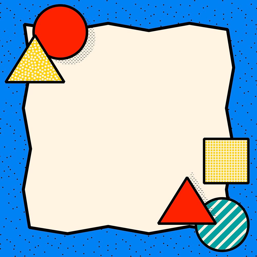 Colorful Memphis pattern frame, minimal design on subtle background for social media post vector