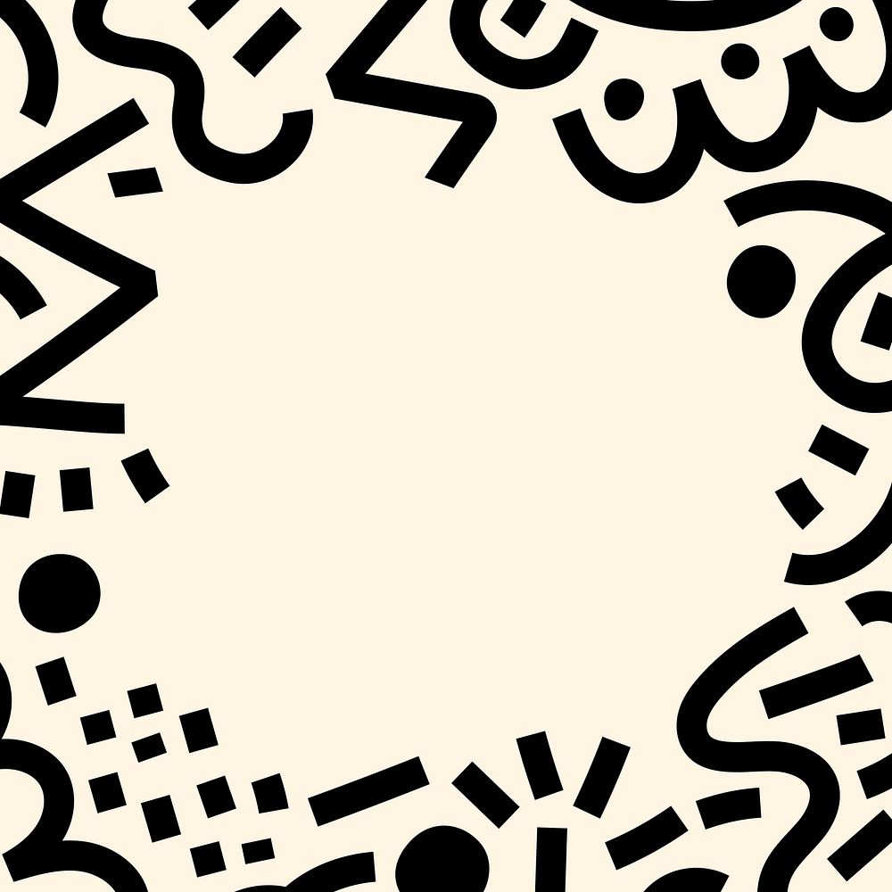 Black Memphis pattern frame, minimal design onsubtle background for social media post
