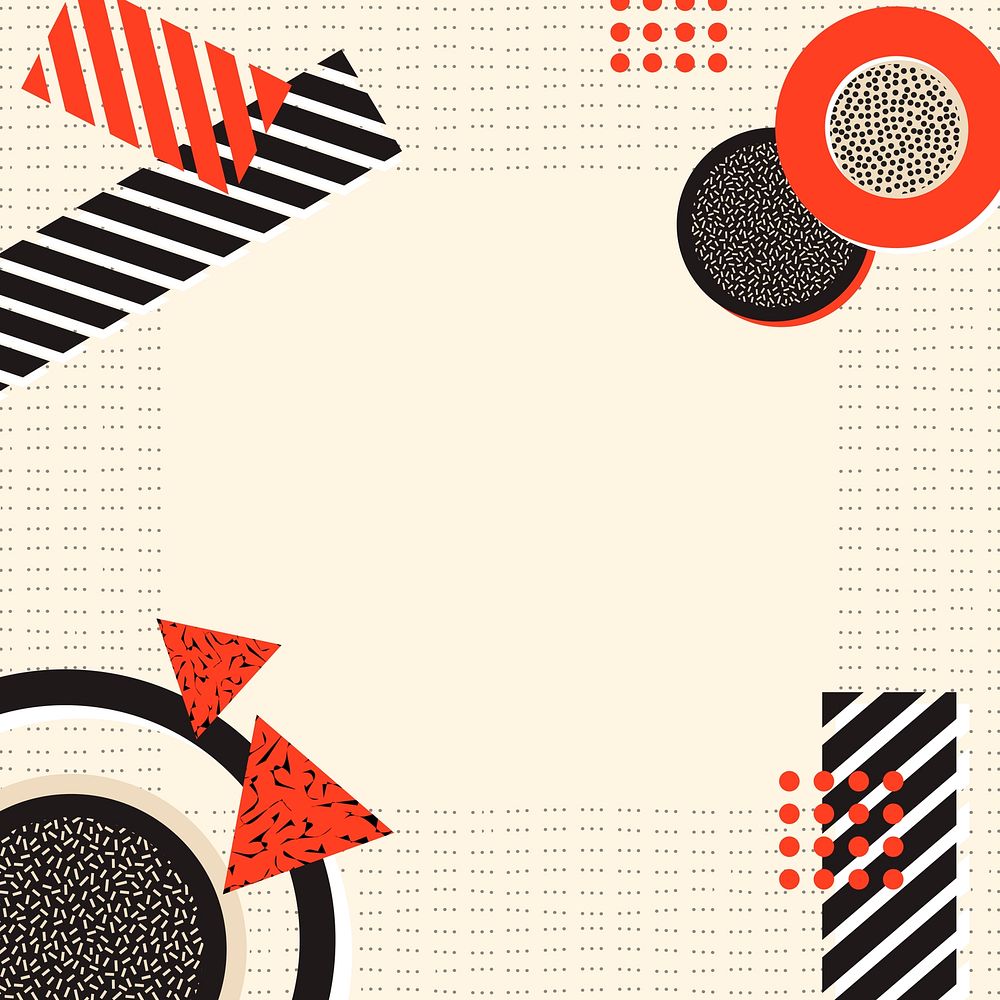 Colorful Memphis pattern frame, minimal design on subtle background for social media post vector