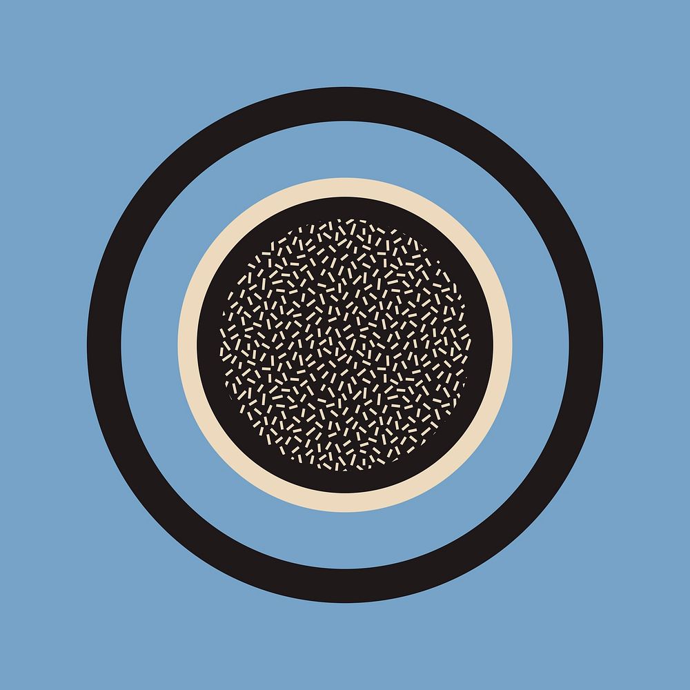 Black Memphis sticker, simple circle design psd