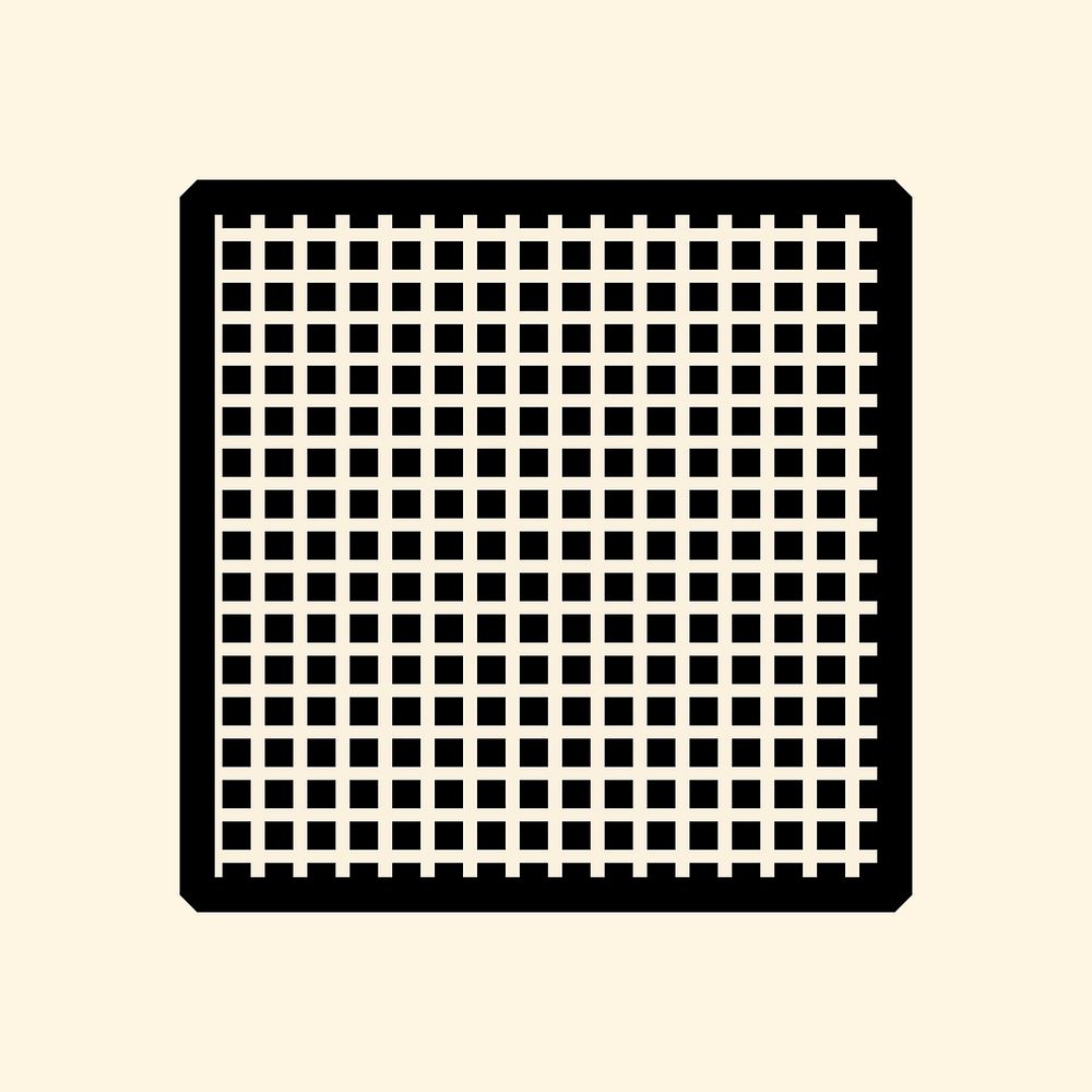 Black Memphis sticker, simple square design psd