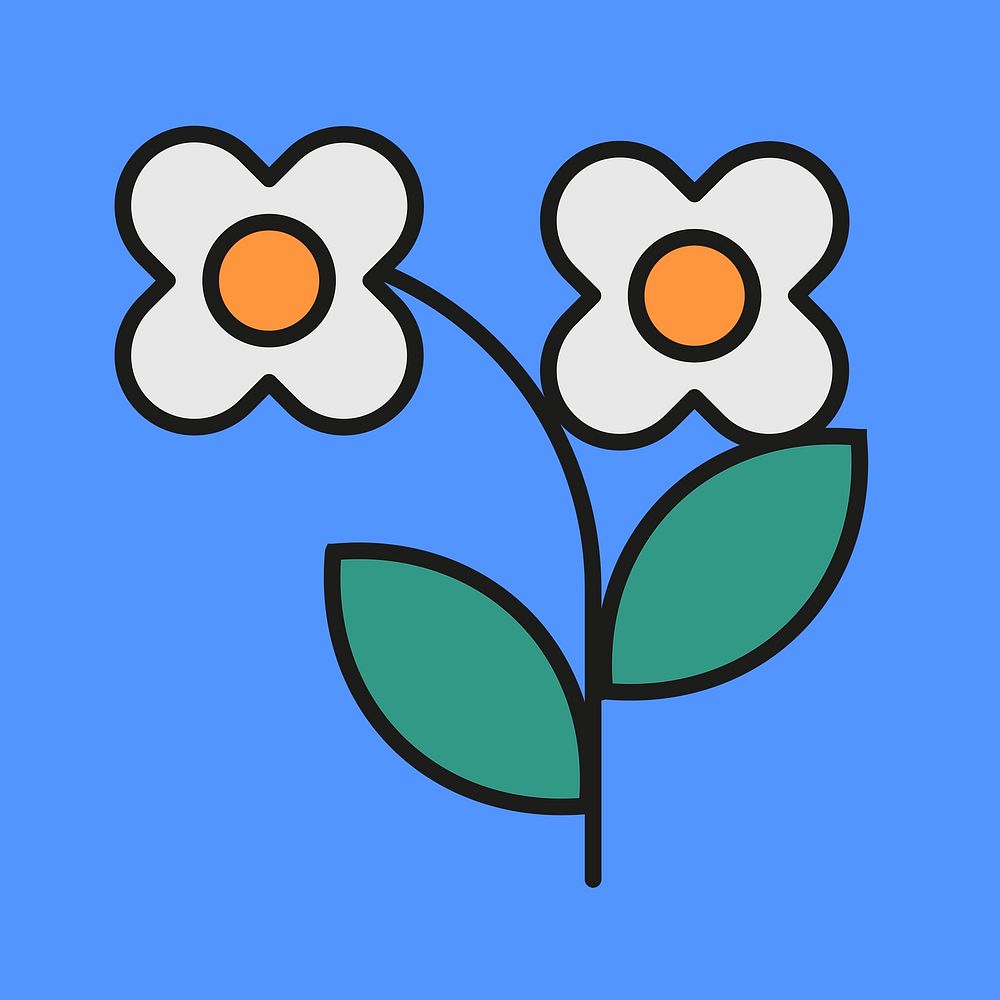 Cute daisy flower sticker, summer graphic psd