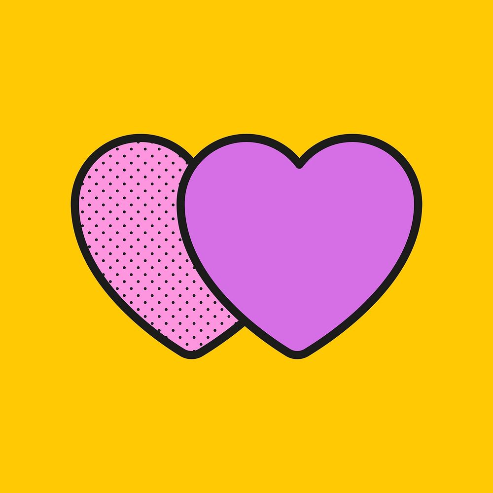 Cute hearts clipart, funky graphic psd