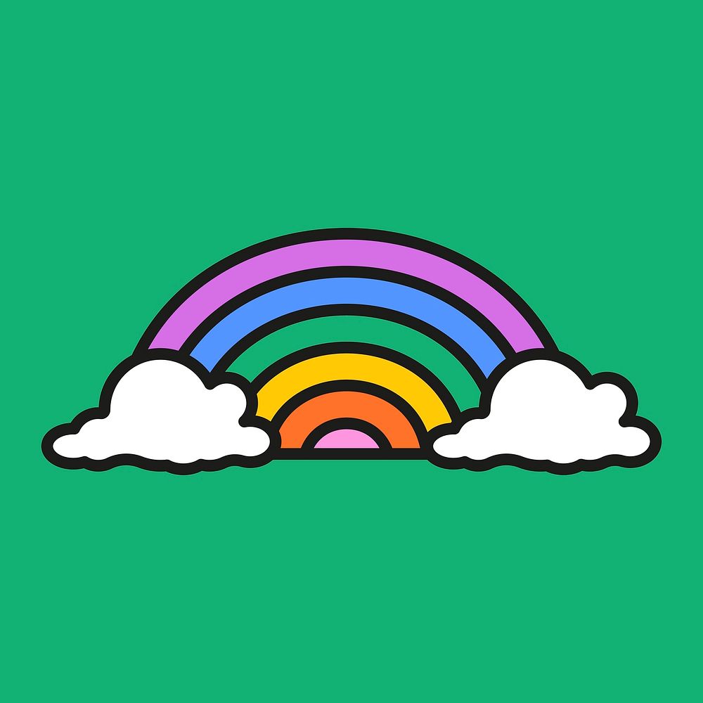 Rainbow sticker weather graphic psd