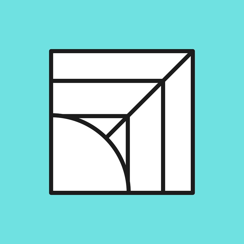 Geometric square shape, turquoise design 