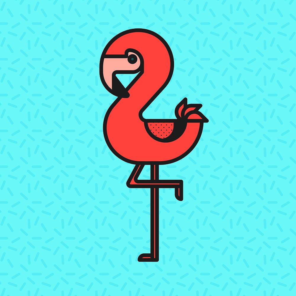 Flamingo bird sticker, cute animal illustration vector