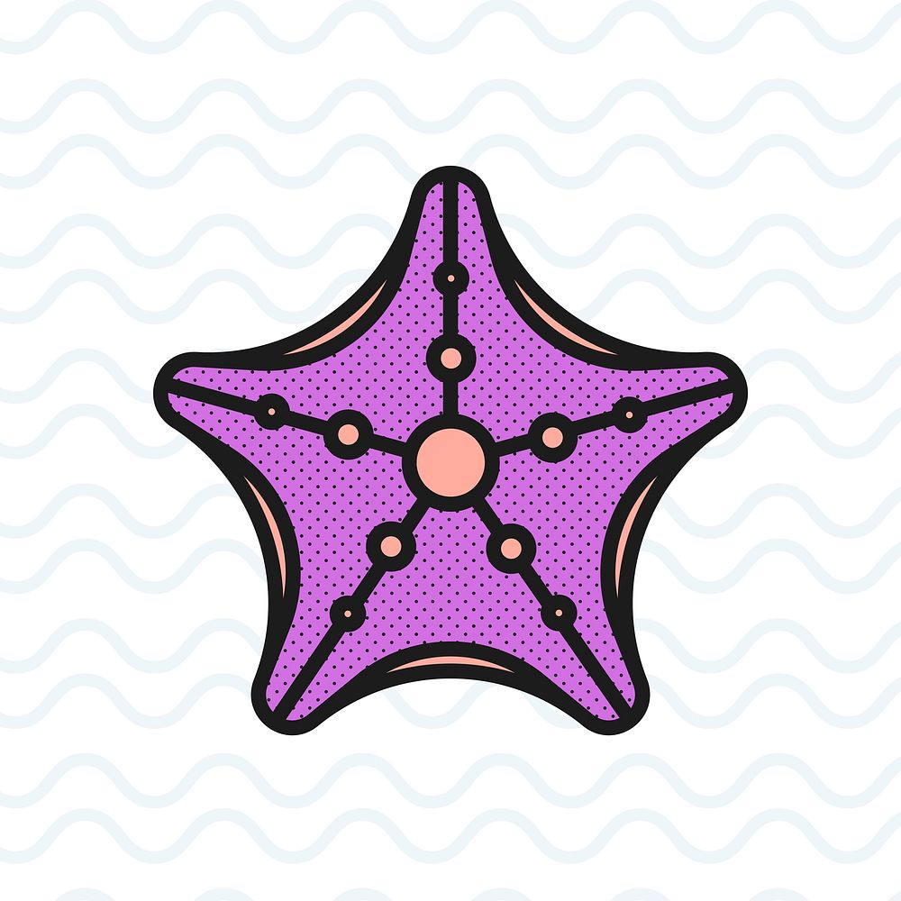 Cute starfish sticker, underwater graphic vector