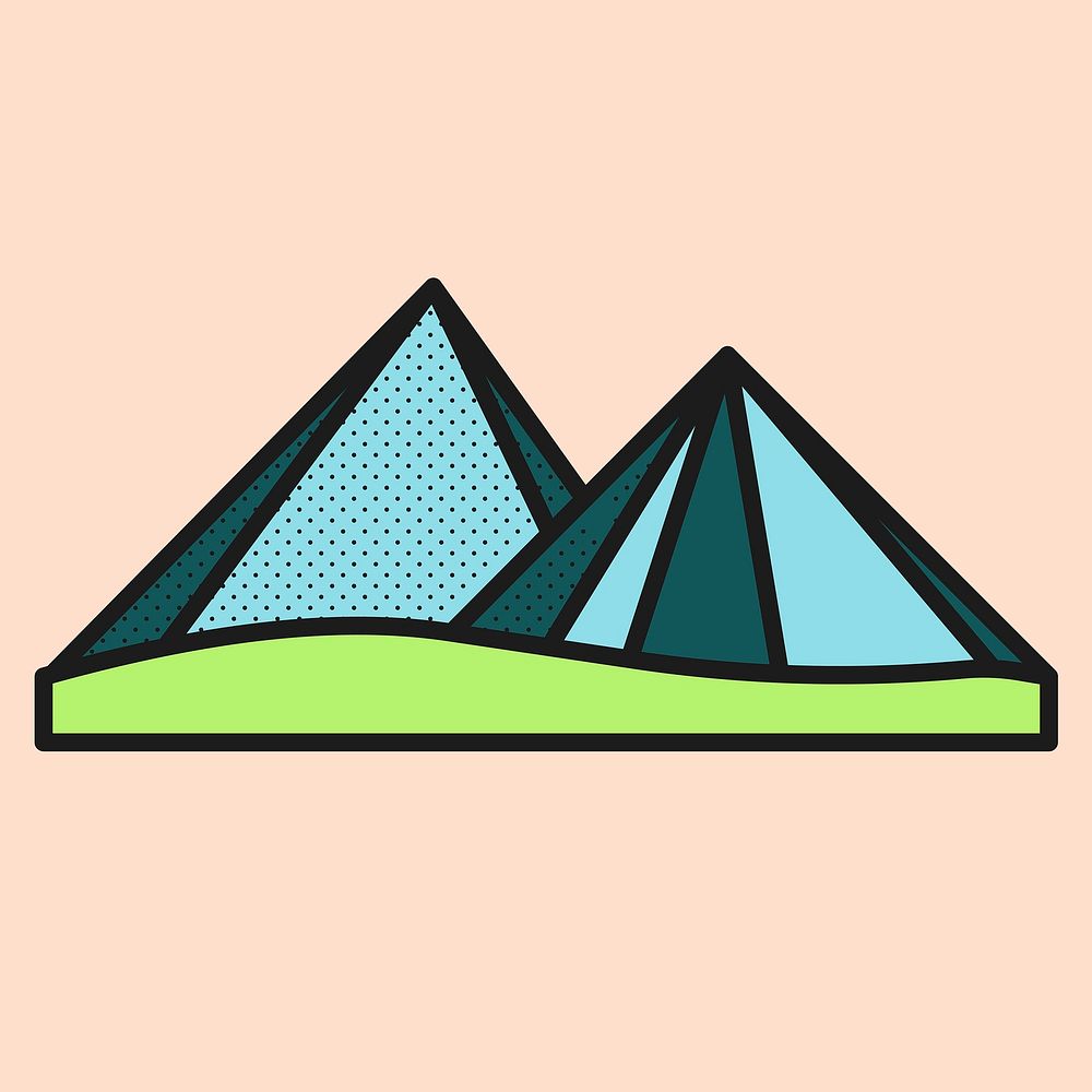 Abstract mountain sticker, travel graphic vector