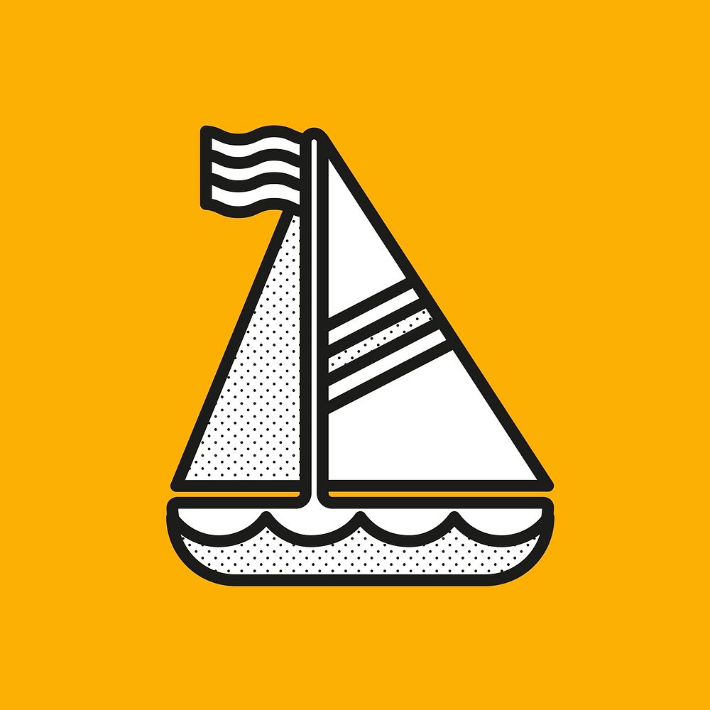 Cute sailboat sticker, summer travel graphic psd