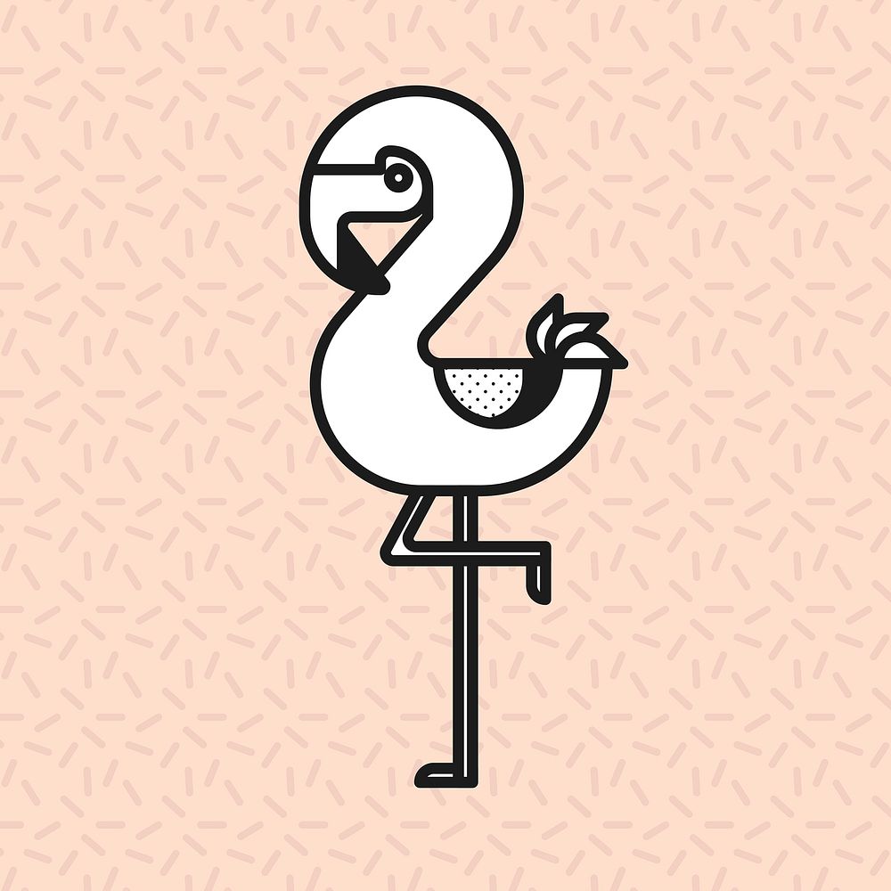 Flamingo bird sticker, cute animal illustration vector