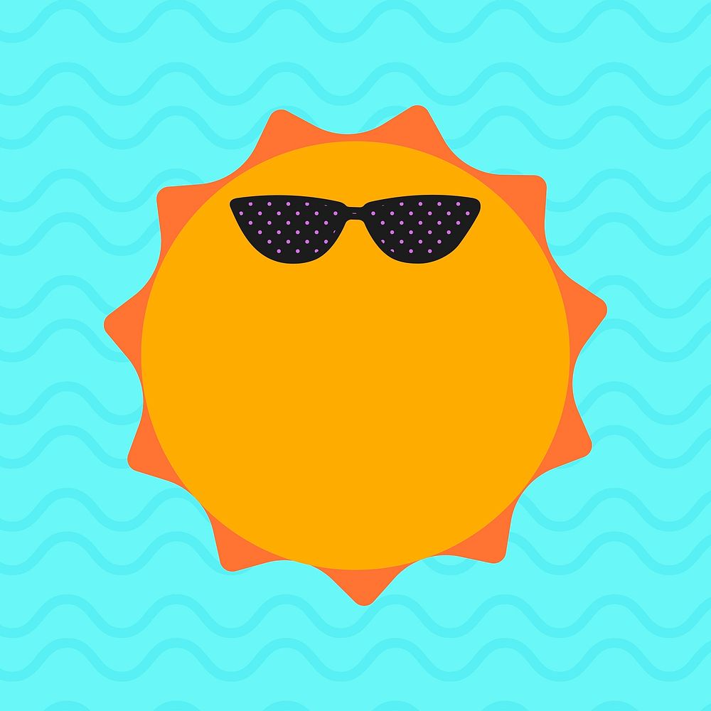 Funky sun sticker, summer weather graphic vector