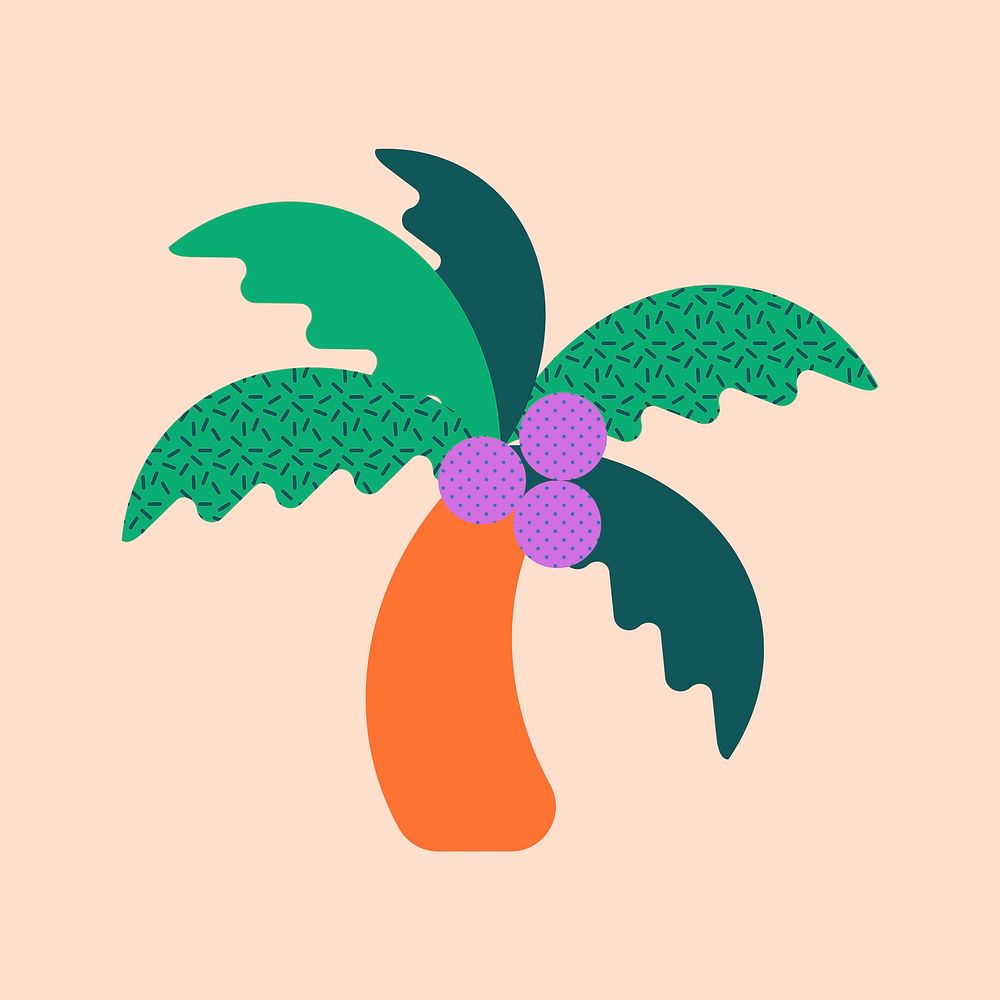 Tropical palm tree, cute beach illustration