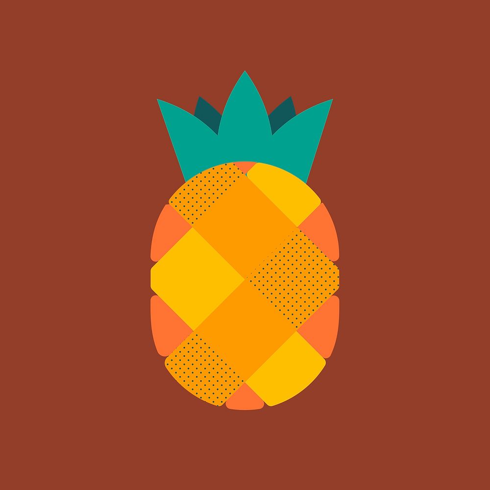 Pineapple cute tropical fruit illustration