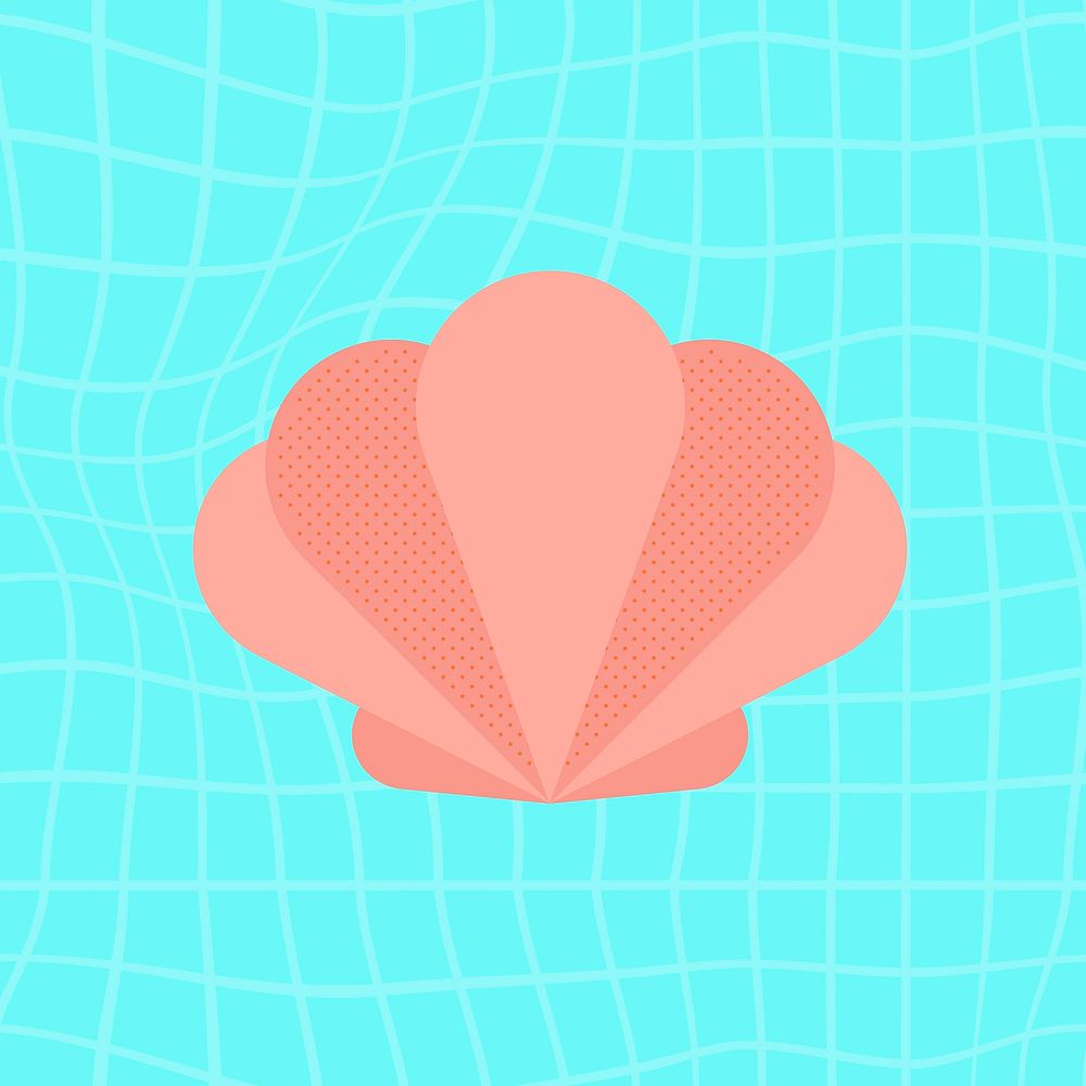Cute clam shell sticker, underwater graphic vector