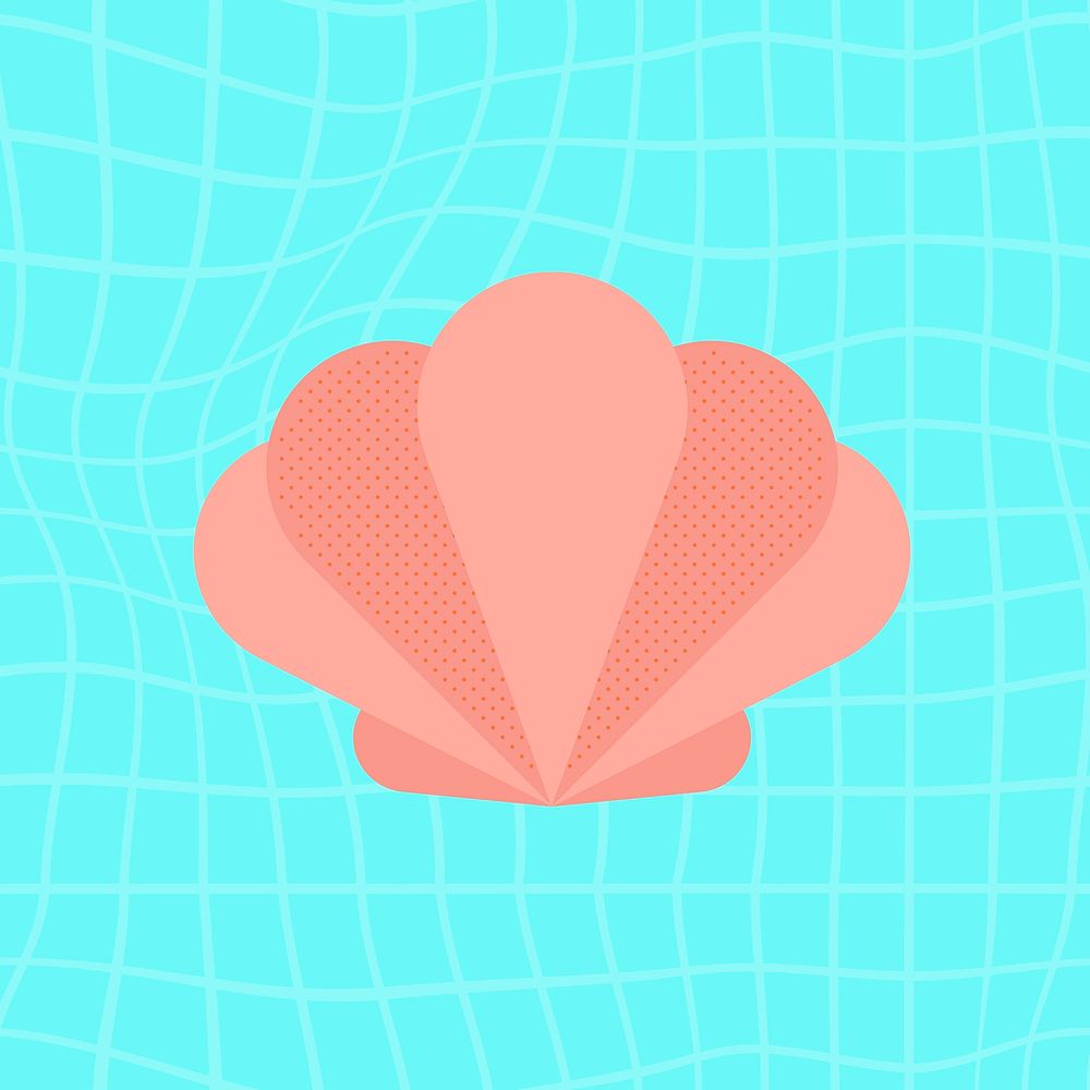 Cute clam shell sticker, underwater graphic psd