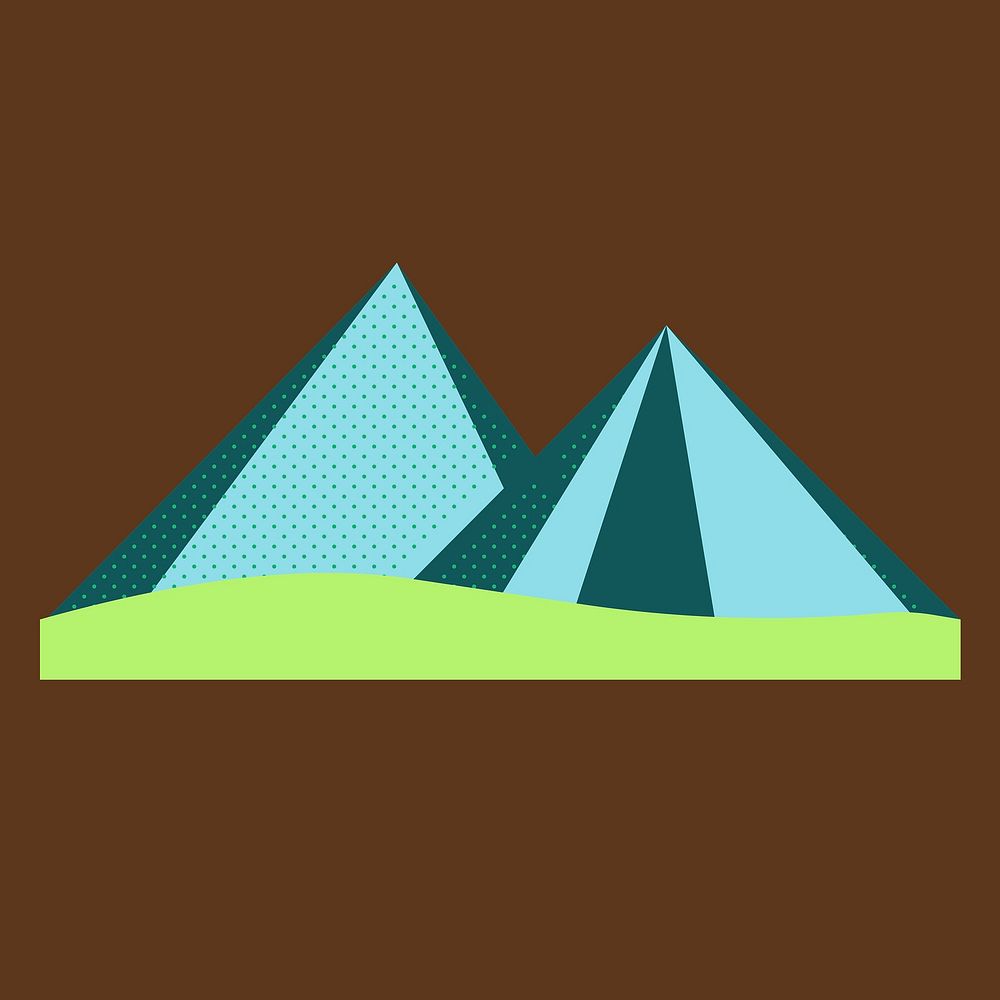 Geometric mountain, funky travel illustration