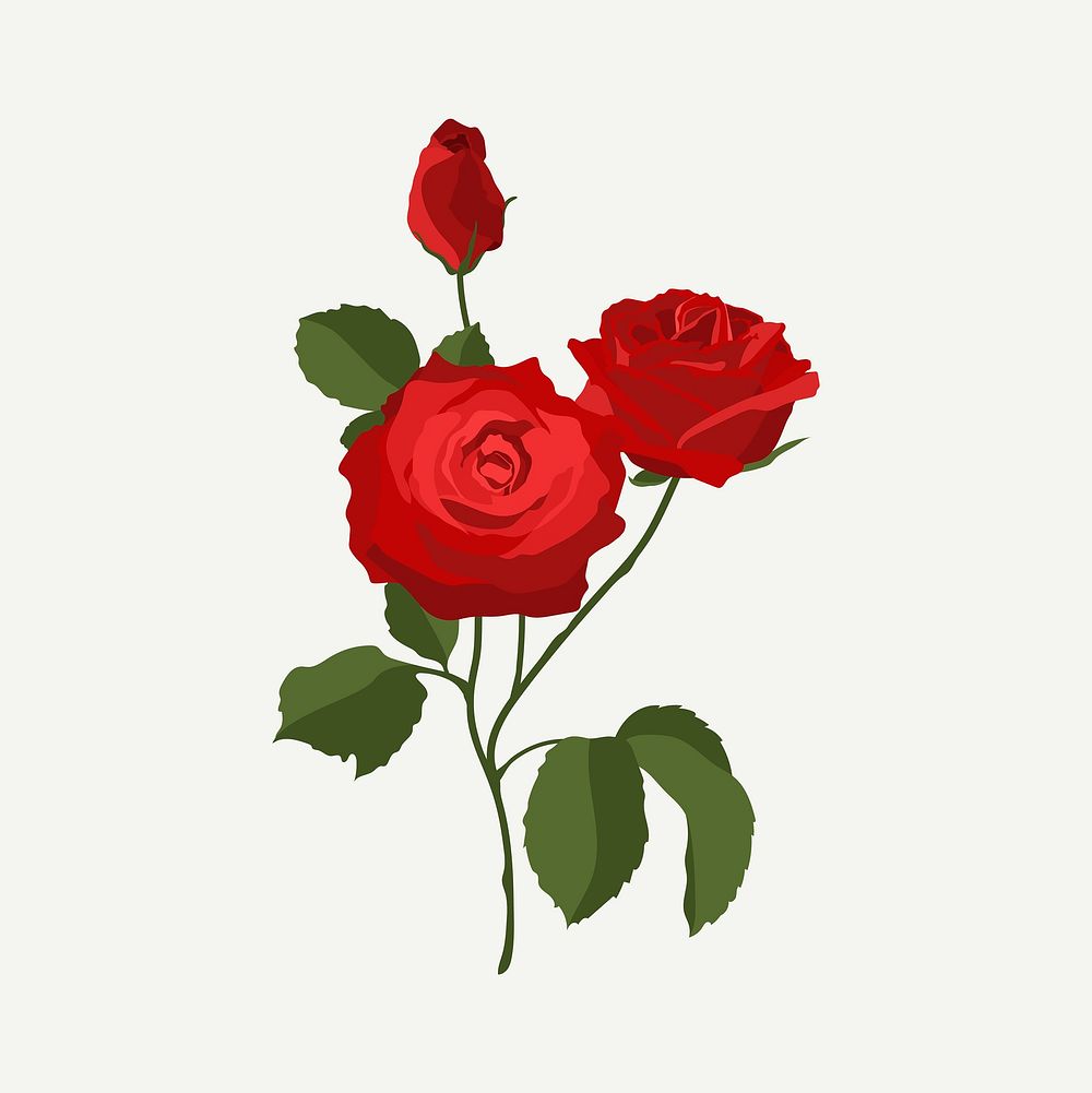 Valentine's rose sticker, red flower illustration vector